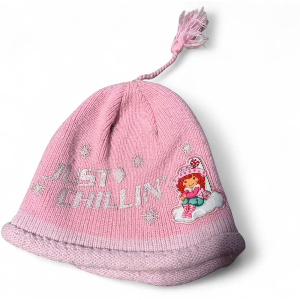 2007 Strawberry Shortcake‎ Pink Knit Beanie Hat Just Chillin Winter Girls